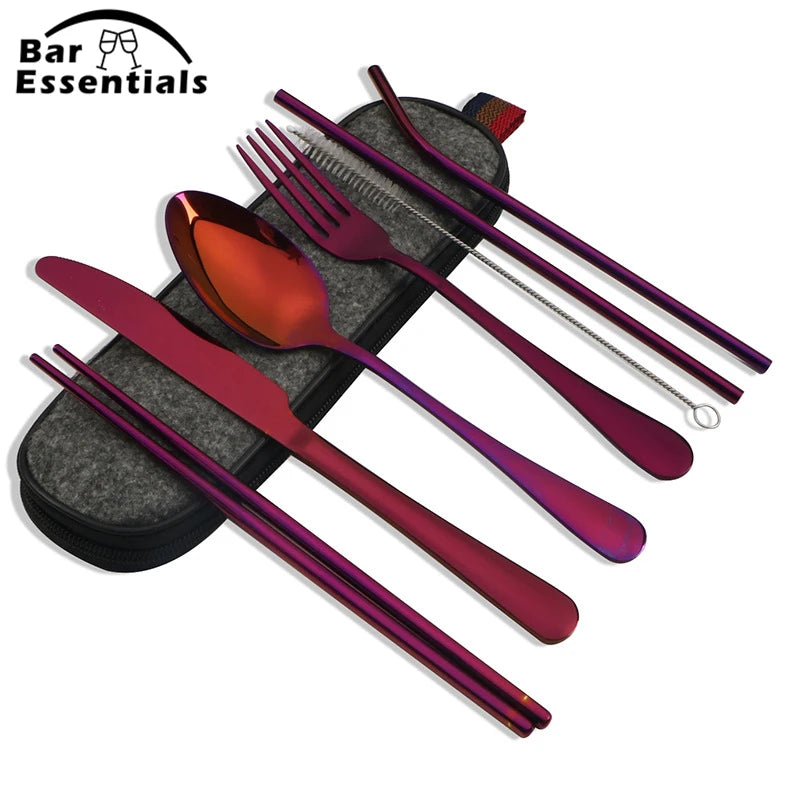 Essential 8-Piece Reusable Travel Cutlery Set for Eco-Conscious Travelers image 0
