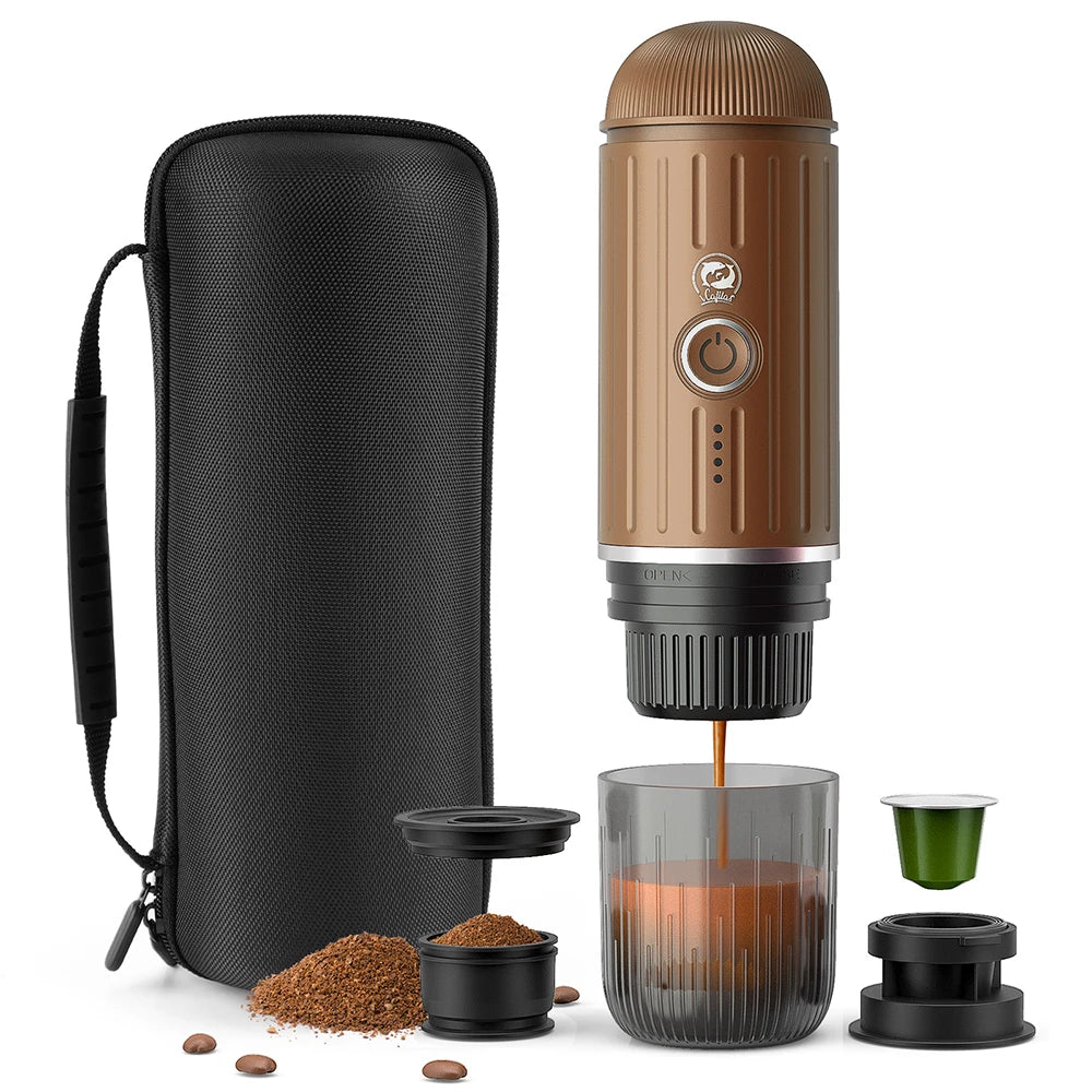 iCafilas 2in1 Espresso Machine – Portable Coffee Maker for Adventures - Brown, US image