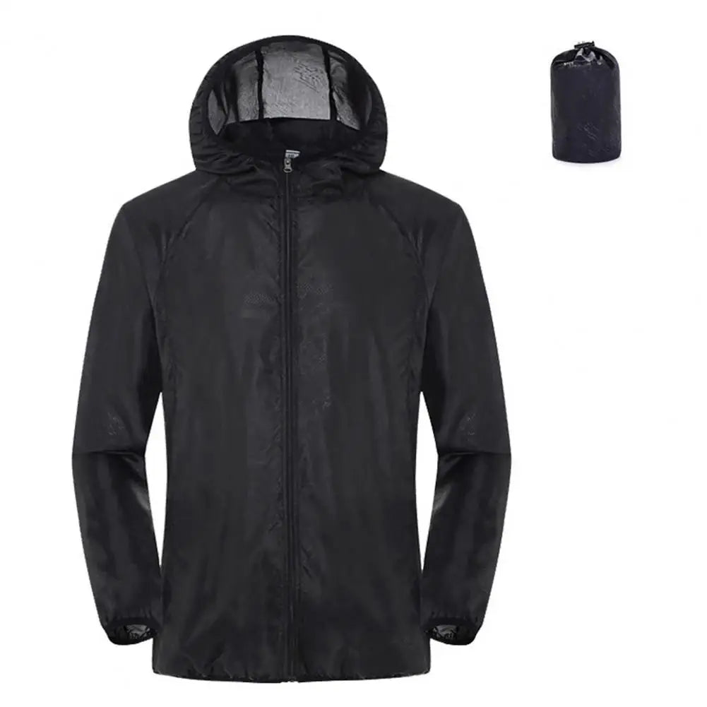 Sun Protection Coats – Ultra Light Foldable Hooded Windbreaker Jacket - Black, L image