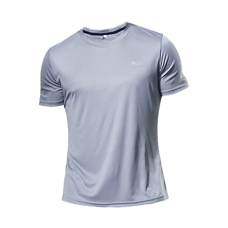 High Quality Polyester Men's Quick Dry Running T-Shirt – Perfect for Fitness and Training - Grey, XL (62.5-72.5 KG) image
