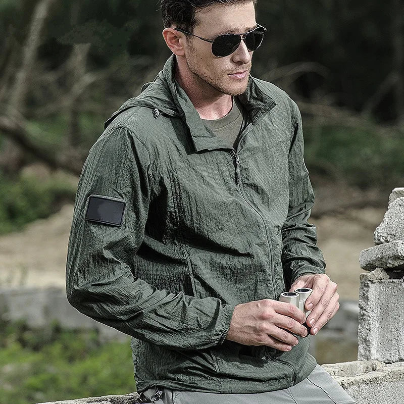 Summer Lightweight Tactical Jacket – Men's Quick Dry Windbreaker - Army green, M image