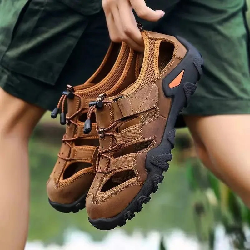 New Summer Men's Sandals – Genuine Leather, Antiskid, Breathable Outdoor Footwear image 3