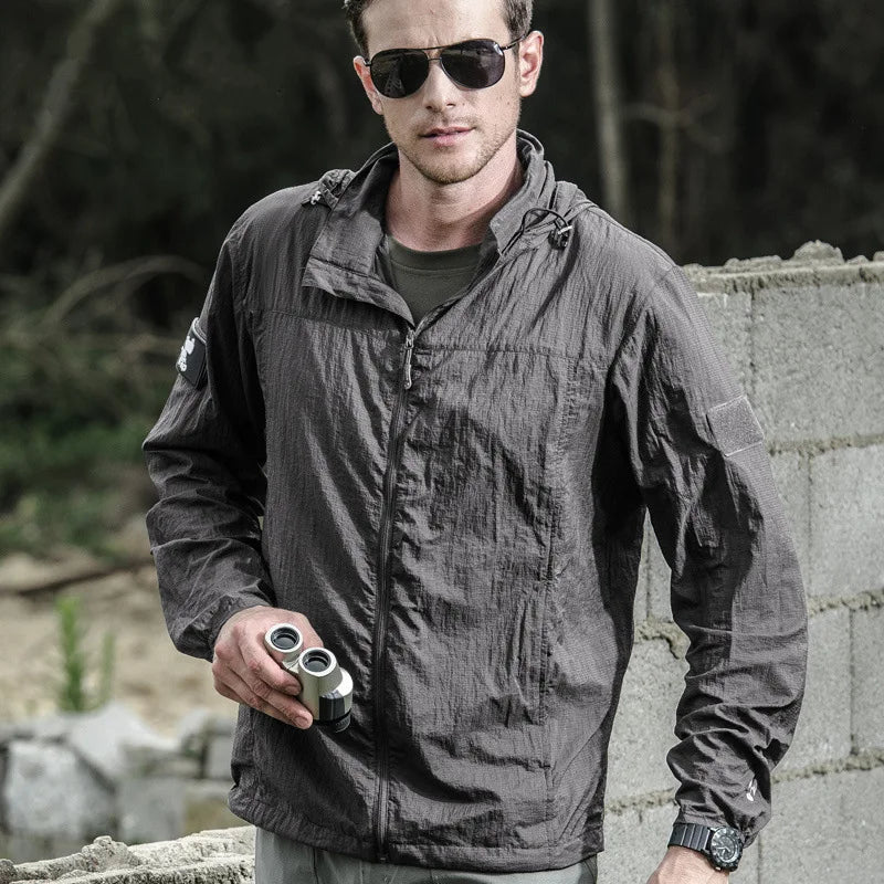 Summer Lightweight Tactical Jacket – Men's Quick Dry Windbreaker - Gray, S image