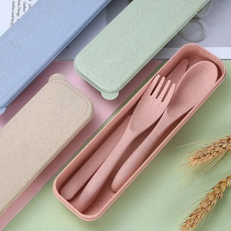 Colorful Wheat Straw Cutlery Set – Eco-Friendly Tableware for Every Occasion image 2