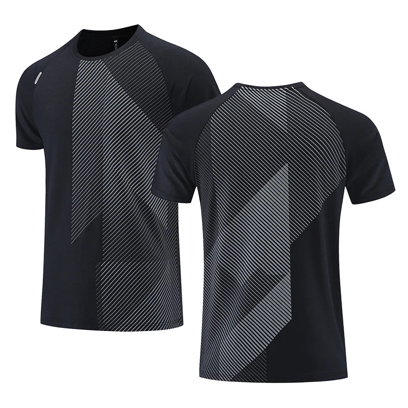 Quick Dry Men's Running T-Shirt – Perfect for Fitness and Casual Sportswear - black R8, M (155-165cm) image