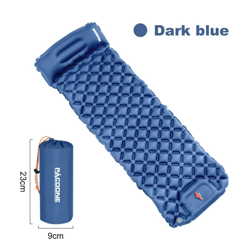 Outdoor Camping Inflatable Mattress – Ultralight Air Mat with Built-In Pump - Dark blue image
