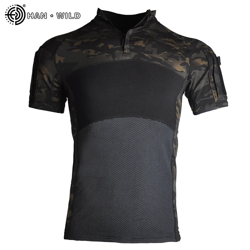 Tactical T-Shirt for Men – Ideal for Airsoft, Paintball, and Outdoor Activities - black CP, L-60-70kg image