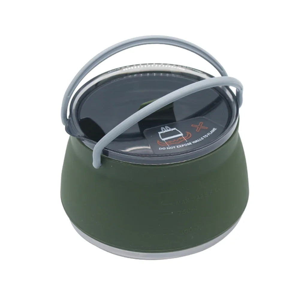 Portable Foldable Silicone Kettle for Outdoor Adventures - Deep Green Kettle image