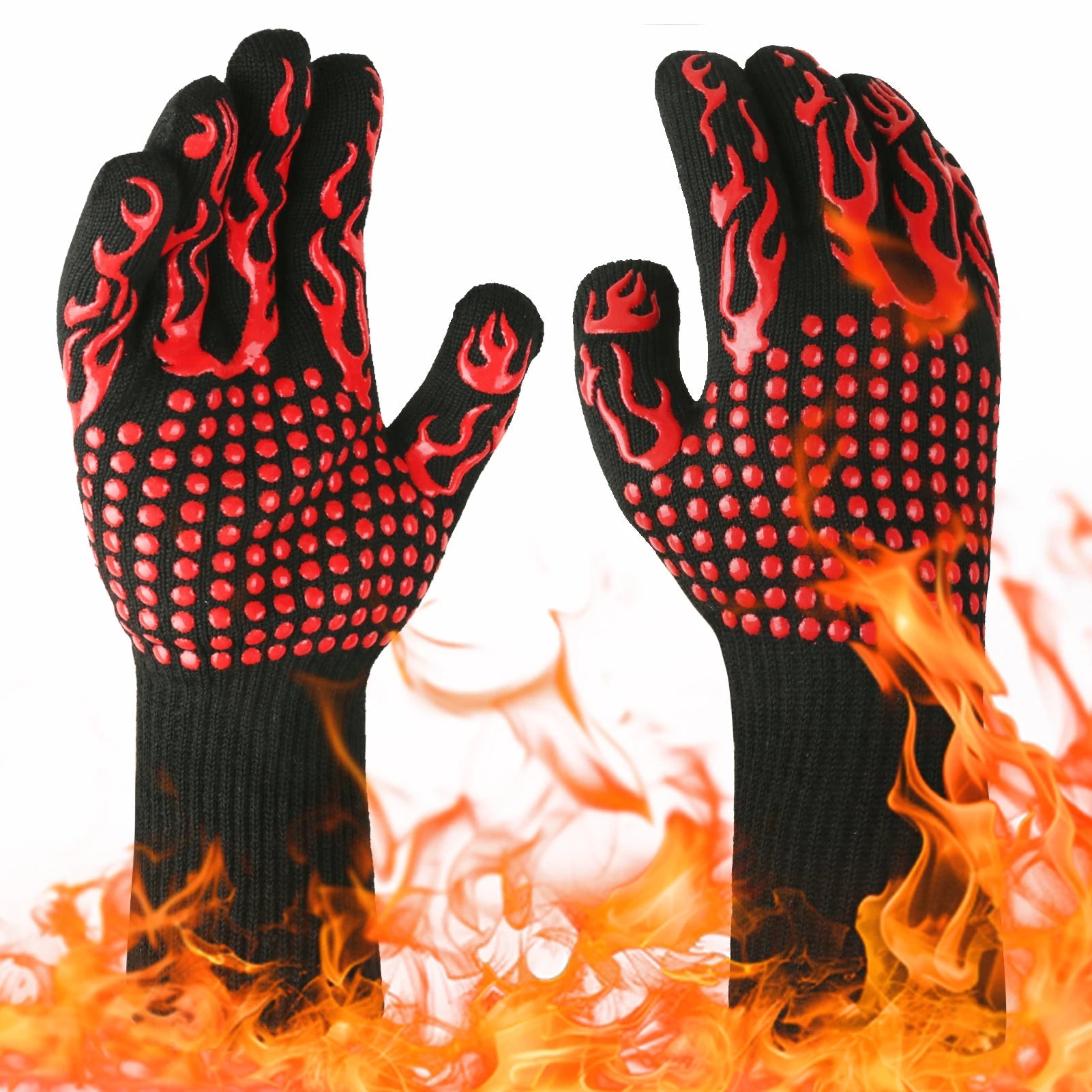Flame Retardant Non-slip BBQ Fire Gloves – Ultimate Heat Protection image 0