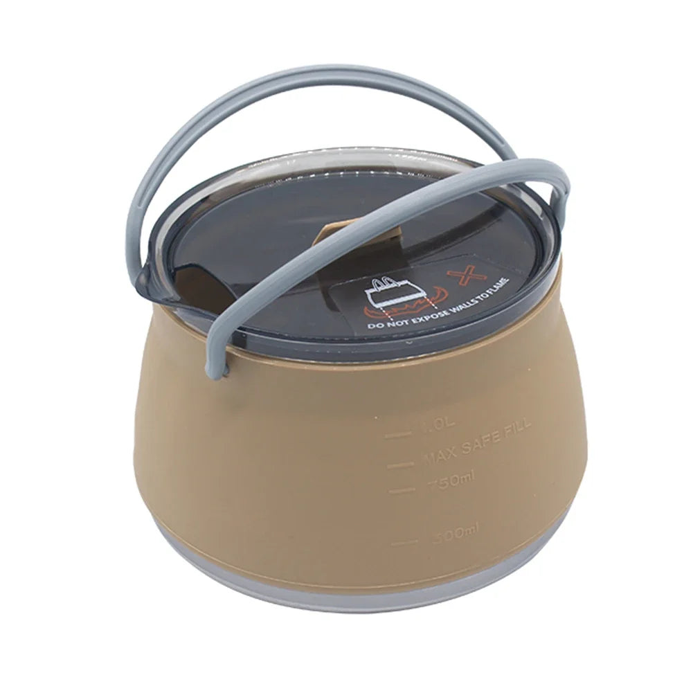 Portable Foldable Silicone Kettle for Outdoor Adventures - Khaki Kettle image