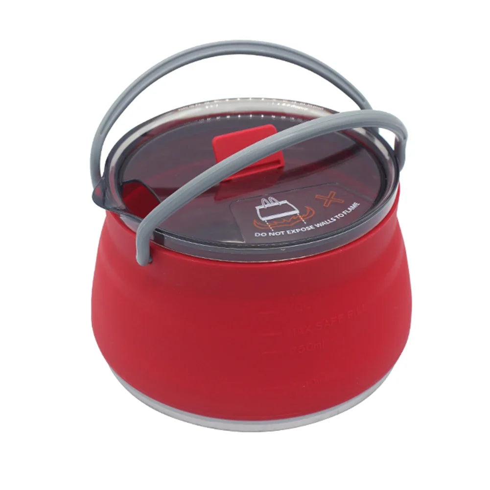 Portable Foldable Silicone Kettle for Outdoor Adventures - Red Kettle image