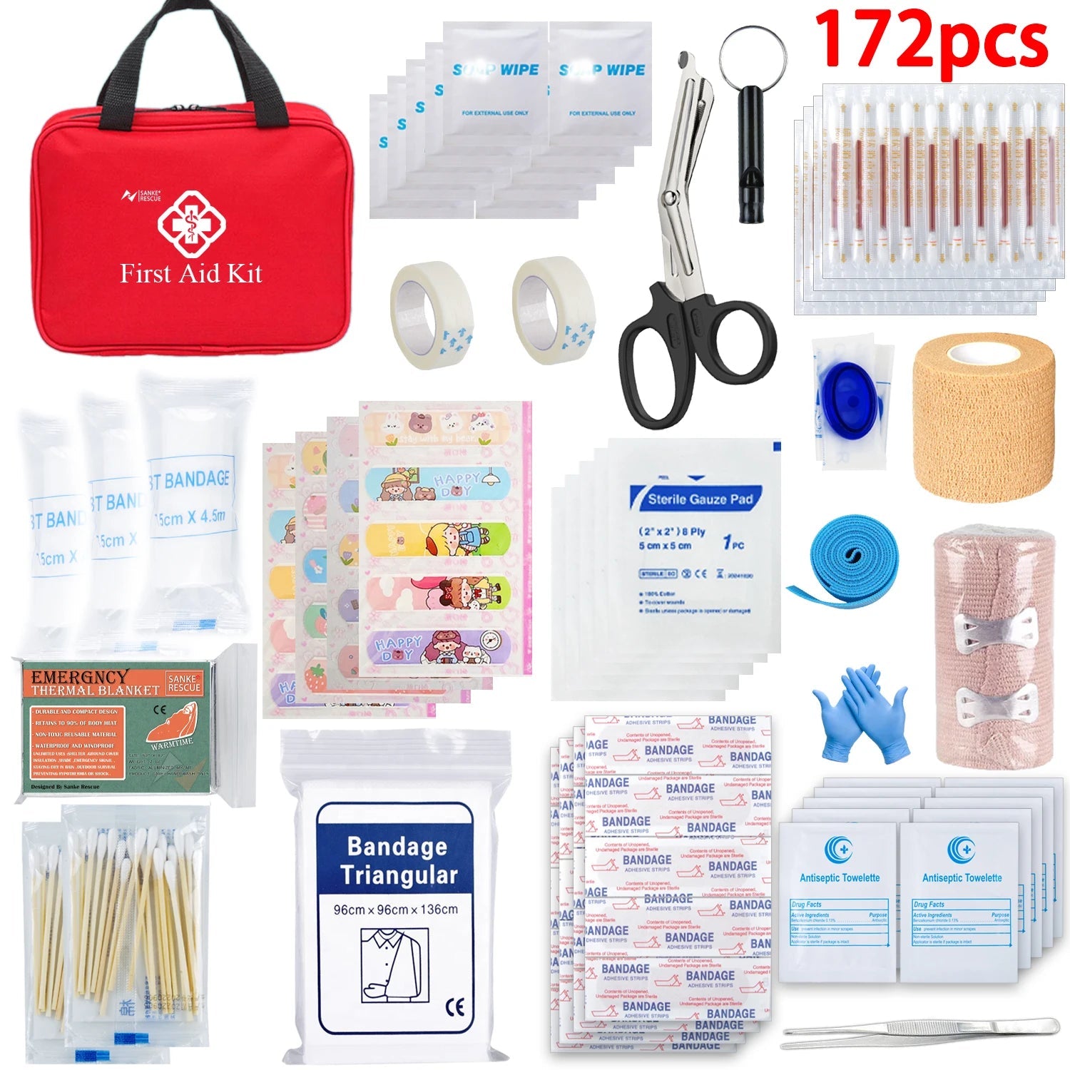 First Aid Kit 26-401 Piece Tactical Emergency Kit for Survival - 172 pcs image