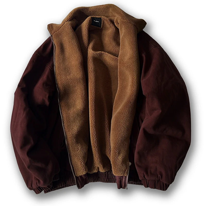 Japanese Vintage Polar Fleece Jacket – High-Quality Winter Streetwear - Red, M image
