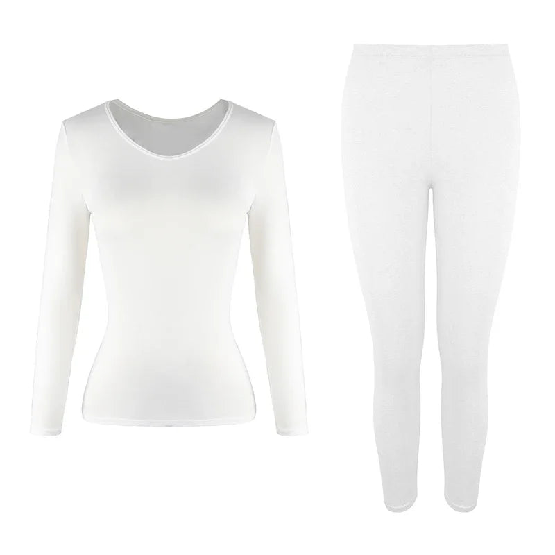Women’s Ultra Soft Fleece Lined Thermal Underwear Sets - WHITE, M image