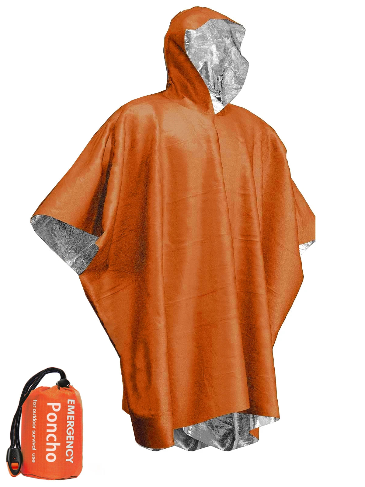 Emergency Rain Poncho Thermal Blanket – Ultimate Outdoor Survival Gear - orange Poncho image