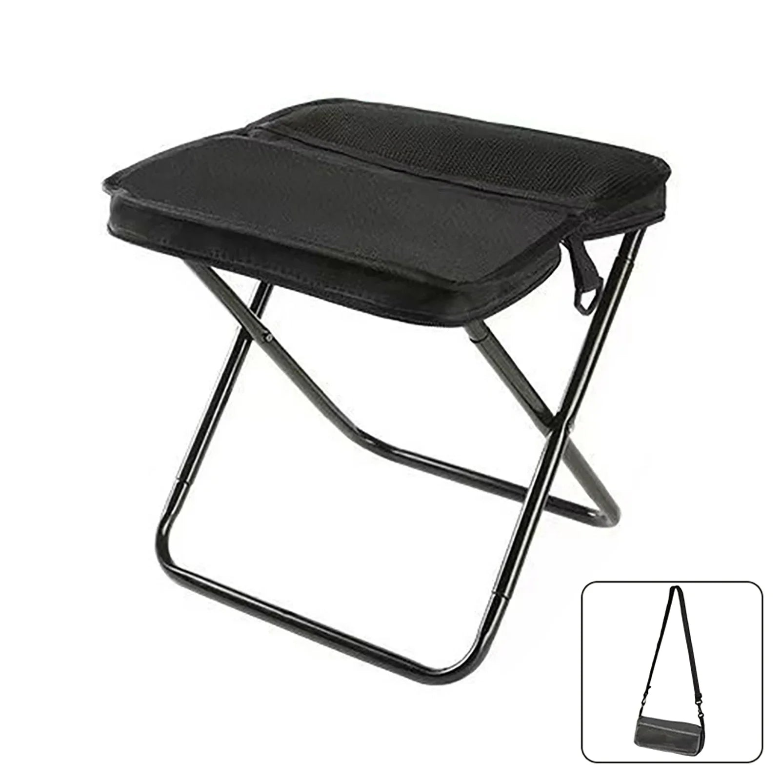 Foldable Backpack Stool – Portable Camping Chair for Outdoor Adventures - Black S image