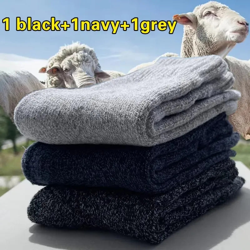 Cozy Comfort: Thick Woolen Socks for Men – Perfect for Autumn &amp; Winter - 3 Pairs KZ049-8 image