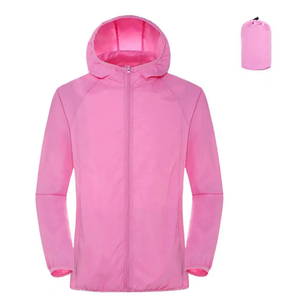 Sun Protection Coats – Ultra Light Foldable Hooded Windbreaker Jacket - Pink, M image
