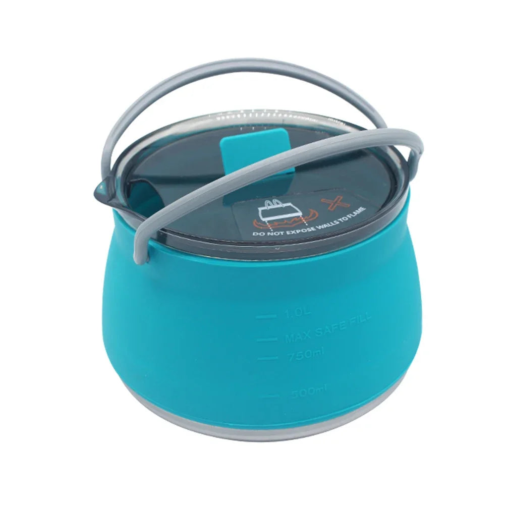 Portable Foldable Silicone Kettle for Outdoor Adventures - Blue Kettle image