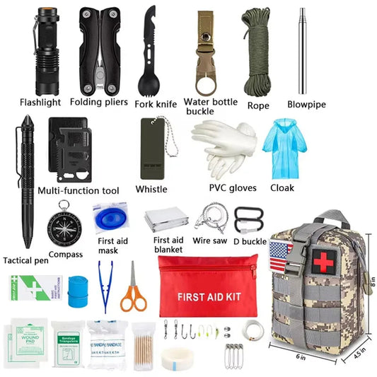 Comprehensive Survival First Aid Kit for Outdoor Adventures image 1