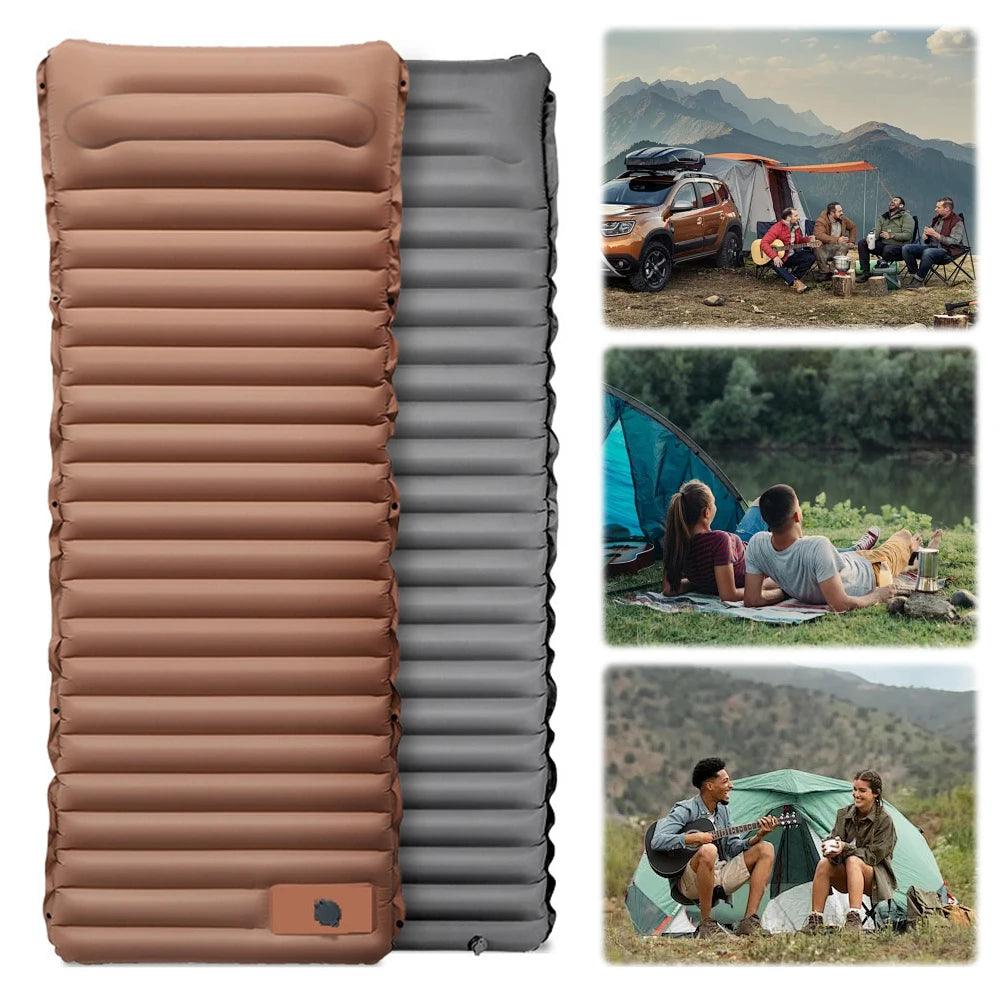10cm Self-Inflating Sleeping Mat with Foot Pump &amp; Pillow – Ultralight Camping Essential image 0