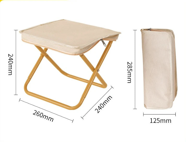 Foldable Backpack Stool – Portable Camping Chair for Outdoor Adventures - Beige S No Strap image