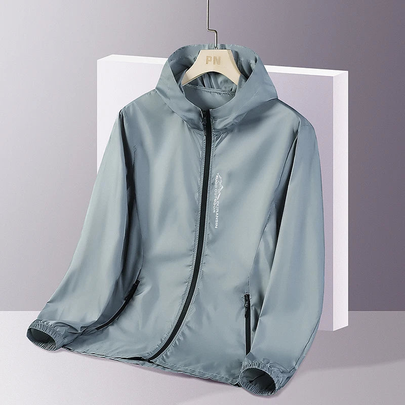 New Summer Sun Protection Clothing – Men's UV Ice Silk Hooded Jacket - GRAY, 4XL image