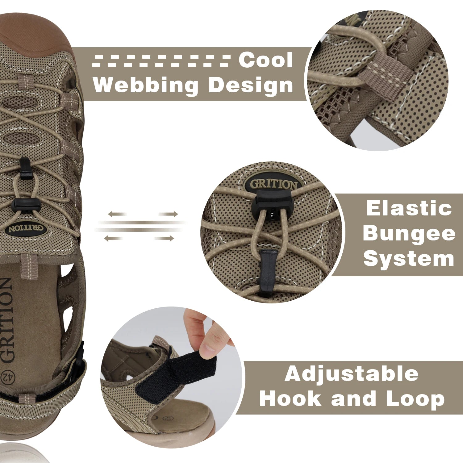 GRITION Men’s Outdoor Sandals – Perfect for Hiking and Summer Adventures image 2