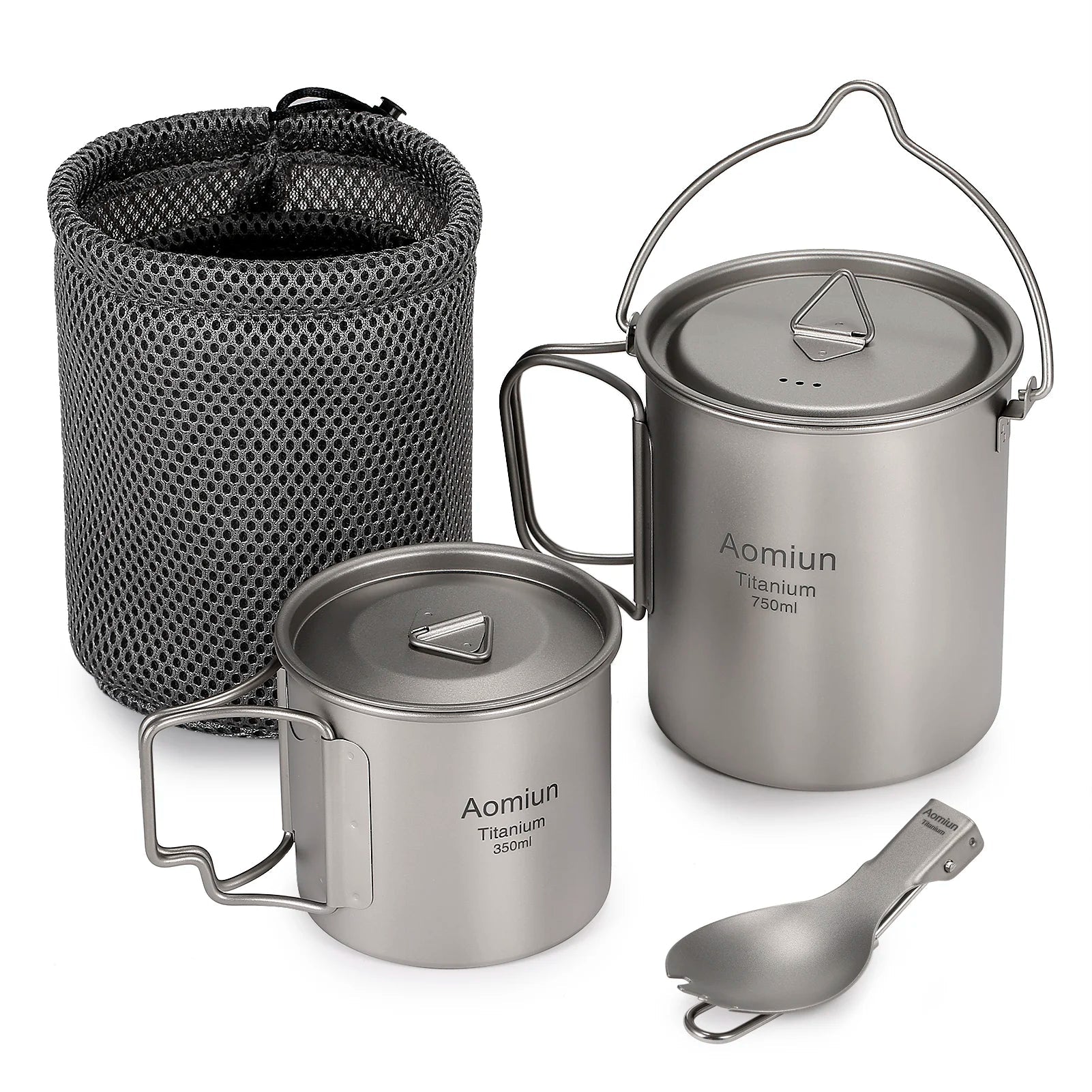 Lightweight Titanium Camping Cookware Set – Pot, Cup, and Spork image 0