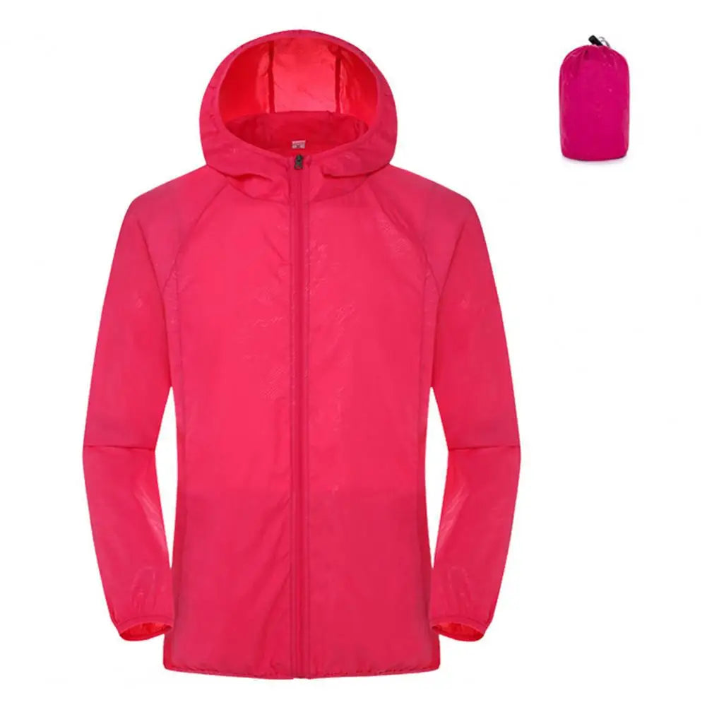 Sun Protection Coats – Ultra Light Foldable Hooded Windbreaker Jacket - Rose Red, M image