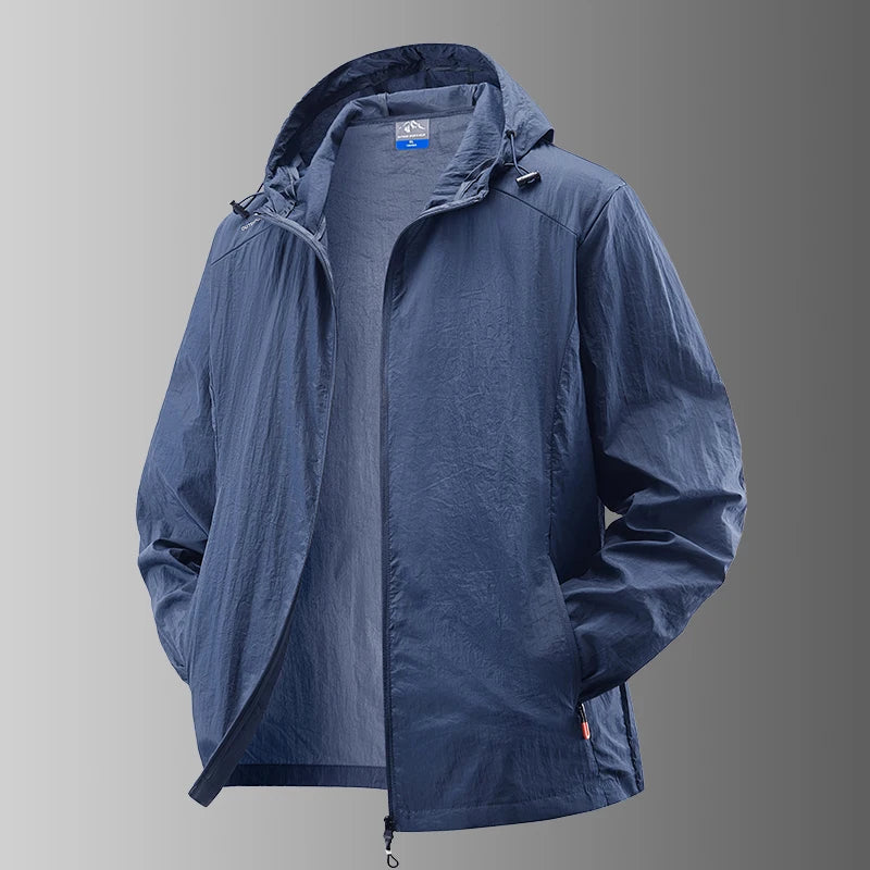 Summer Waterproof Hiking Jackets for Men – Versatile Outdoor Gear - Dark Blue, 4XL 180CM 83-90Kg image