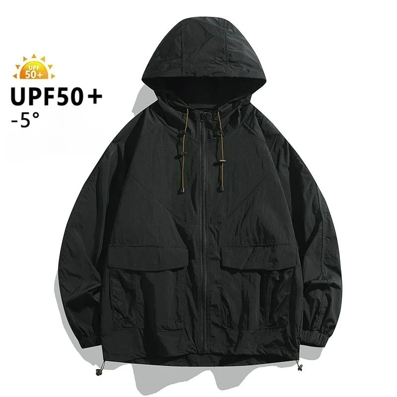 Men’s Thin Summer Waterproof Jacket – Perfect for Outdoor Adventures - JDFS-2350-black, (AS) L or (EU) S image