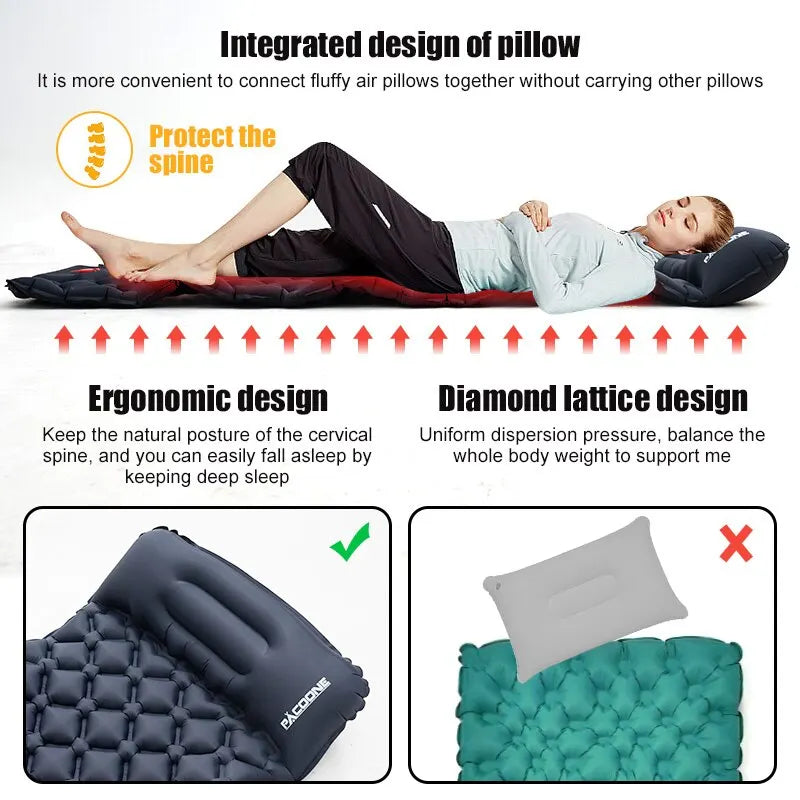 Outdoor Camping Inflatable Mattress – Ultralight Air Mat with Built-In Pump image 3