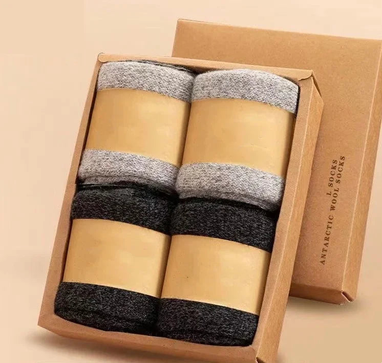 Ultimate Warmth: Men's Winter Super Thick Thermal Wool Socks - 2 LightGray 2Black, EU38-46 image