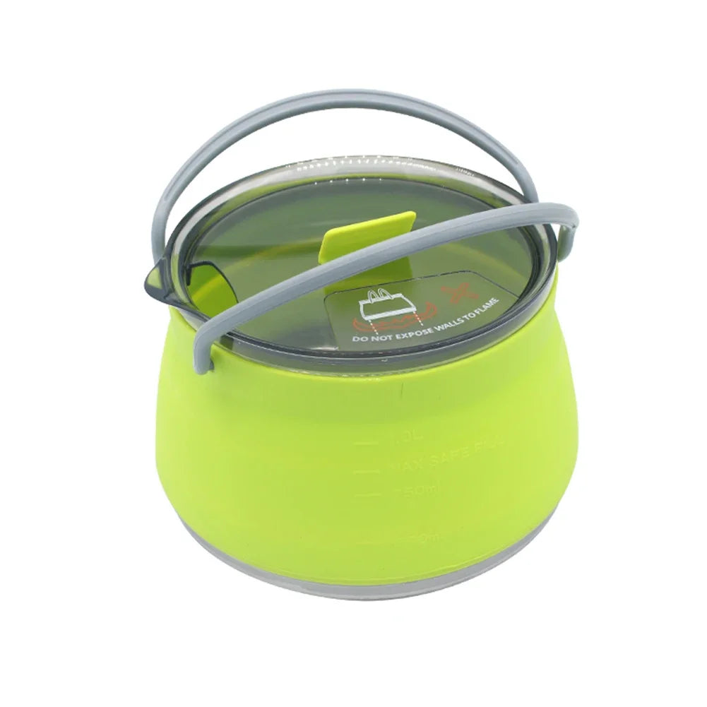 Portable Foldable Silicone Kettle for Outdoor Adventures - bright green Kettle image