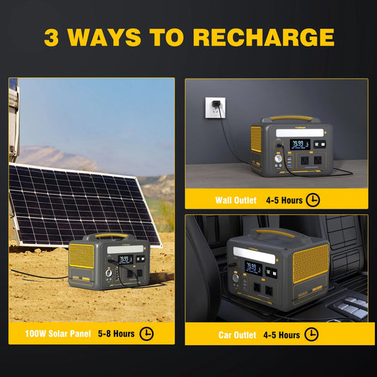 VTOMAN JUMP600X Portable Power Station with 110W Solar Panel – Ultimate Camping Companion image 1