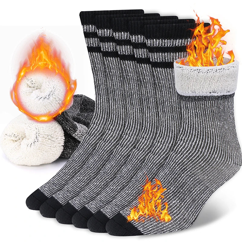 Merino Wool Crew Socks – Ultimate Warmth for Winter Activities - 3 Pairs D, M(EU36-42) image