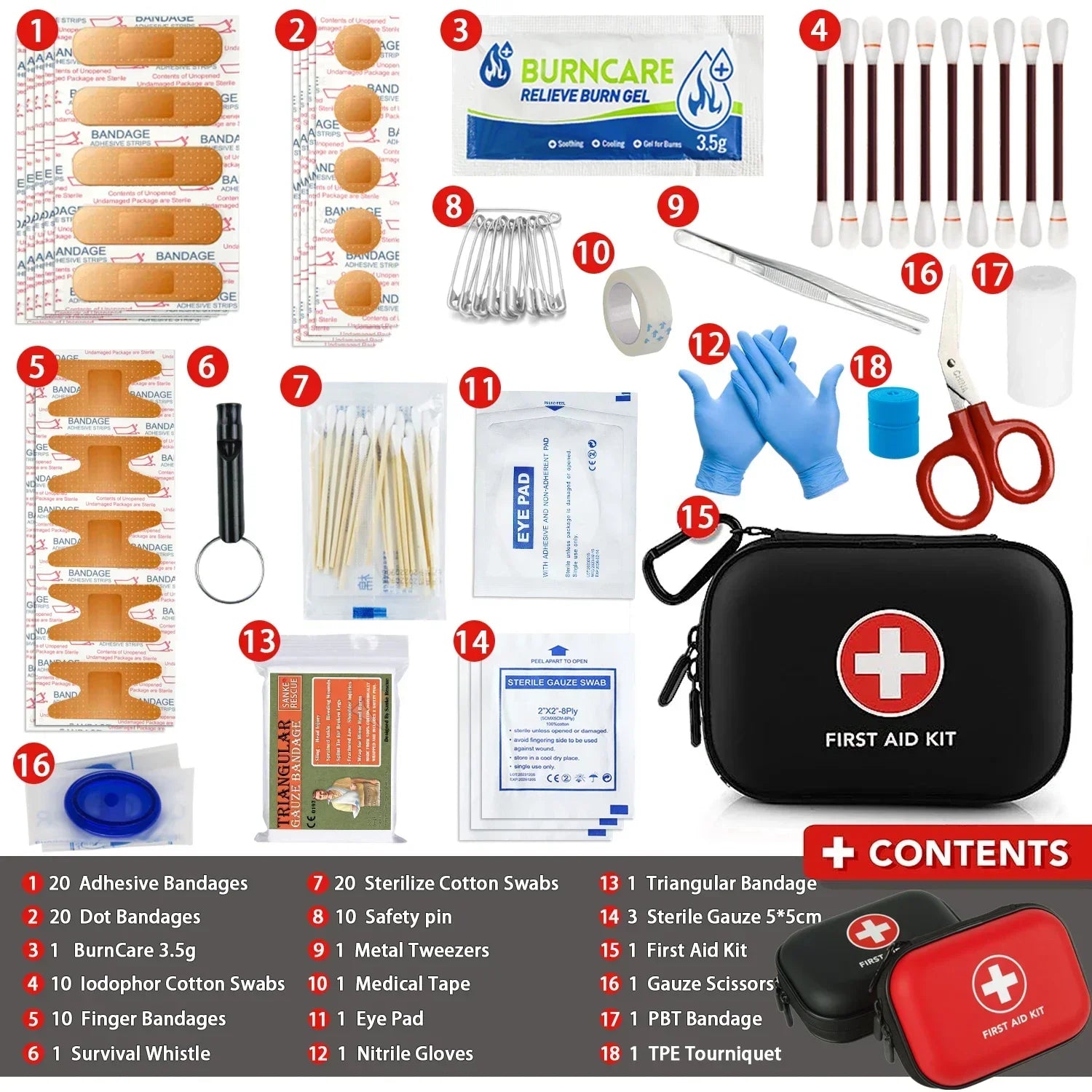First Aid Kit 26-330 Piece All-Purpose Tactical Emergency Kit - Black EVA 103 image