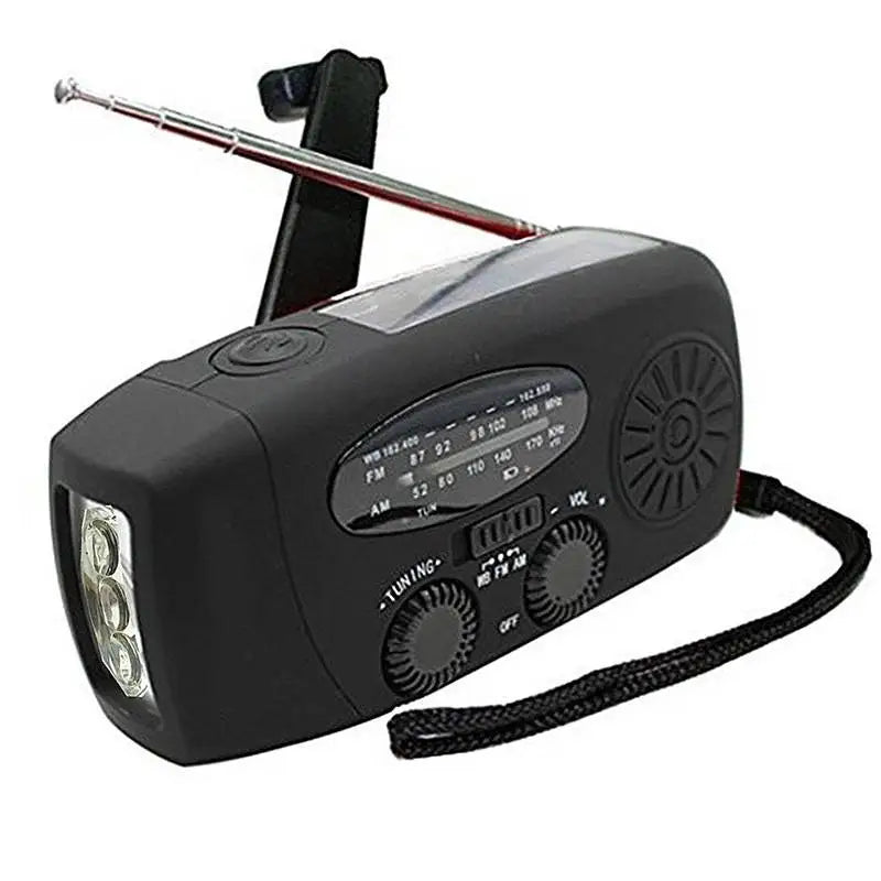 Stay Prepared with the Multifunctional Solar Hand Crank Emergency Radio - black image