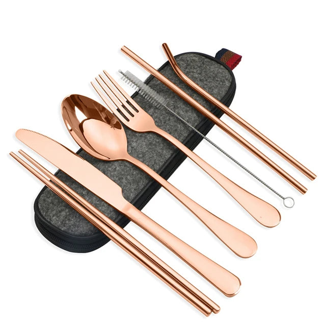 Essential 8-Piece Reusable Travel Cutlery Set for Eco-Conscious Travelers image 10