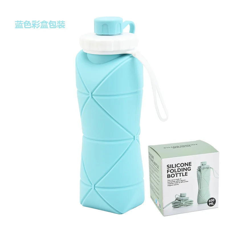 Silicone Collapsible Sports Water Bottles – Perfect for Outdoor Adventures - blue, 600ML image
