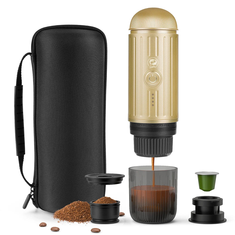 iCafilas 2in1 Espresso Machine – Portable Coffee Maker for Adventures - Gold, UK image